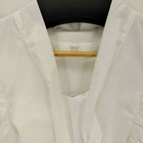 トッコクローゼット tocco closet 肩フリル付きボウタイリボンコットンライクティアードワンピース レディース JPN:M