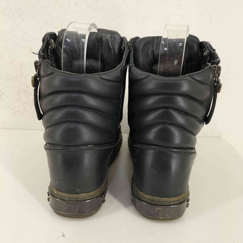 ディーゼル DIESEL JORDANA W デニムレザー切替 サイドジップ ファットタン ハイカットスニーカー レディース JPN:24.5