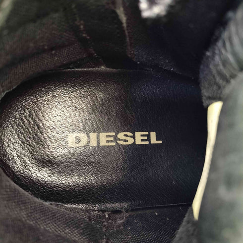 ディーゼル DIESEL JORDANA W デニムレザー切替 サイドジップ ファットタン ハイカットスニーカー レディース JPN:24.5