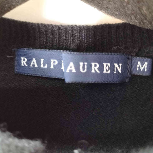ラルフローレン RALPH LAUREN カシミヤ100% ブローチS/S カーディガン レディース import:M