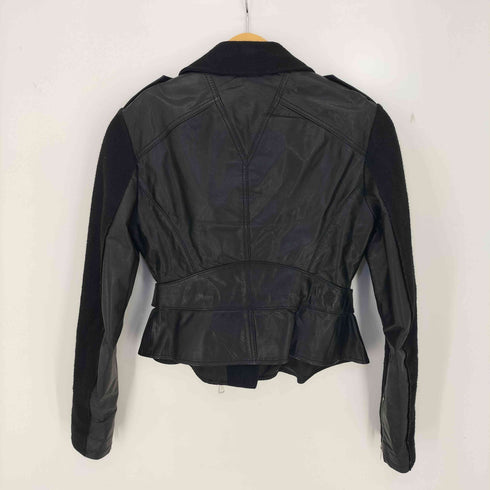 アレキサンダーマックイーン Alexander McQueen ウール切替 ゴートレザー ライダースジャケット レディース 38