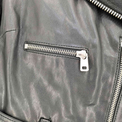 アレキサンダーマックイーン Alexander McQueen ウール切替 ゴートレザー ライダースジャケット レディース 38