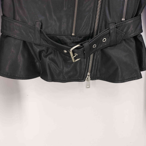 アレキサンダーマックイーン Alexander McQueen ウール切替 ゴートレザー ライダースジャケット レディース 38