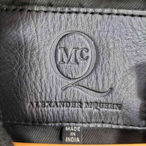 アレキサンダーマックイーン Alexander McQueen ウール切替 ゴートレザー ライダースジャケット レディース 38