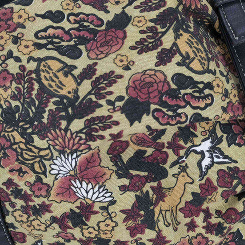 レザー×コットンハンドバッグ レディース