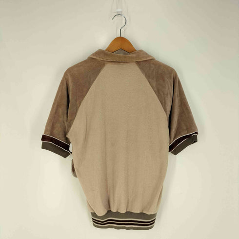PETER B リブ切替 ベロア スキッパー ポロシャツ メンズ import:L