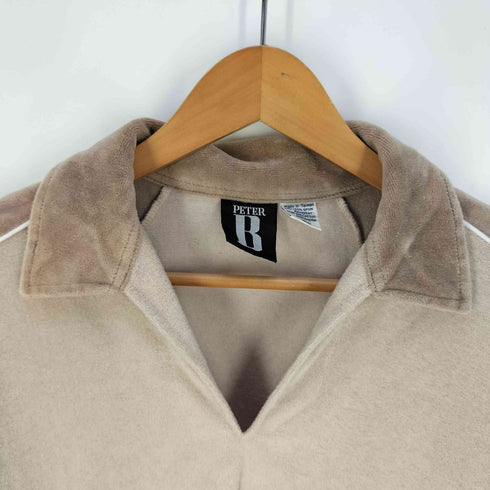 PETER B リブ切替 ベロア スキッパー ポロシャツ メンズ import:L