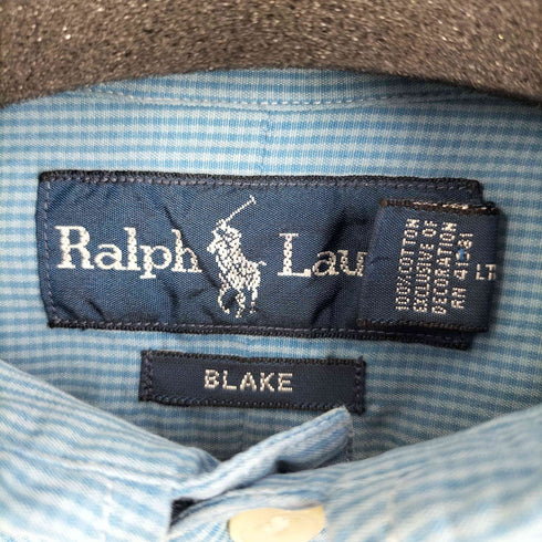 ラルフローレン RALPH LAUREN BLAKE 同色ポニー チェック柄ボタンダウンシャツ メンズ XXL
