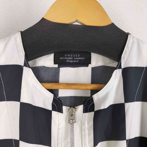 アンユーズド UNUSED 14SS チェッカーフラッグジャケット ノーカラーブルゾン G-1 メンズ JPN:1