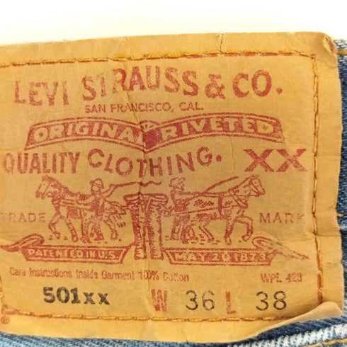 リーバイス Levis 00年製 ボタン裏190 501 ストレートデニムパンツ ブリーチリメイク メンズ 36/38