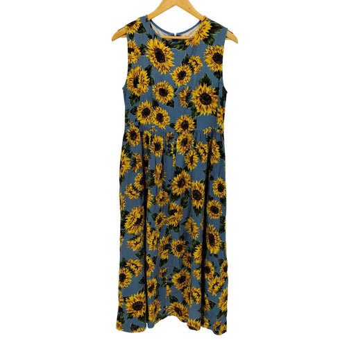 ドットアンドストライプスチャイルドウーマン Dot&Stripes CHILD WOMAN 20SS R/麻 ひまわりプリント ノースリワンピース レディース FREE