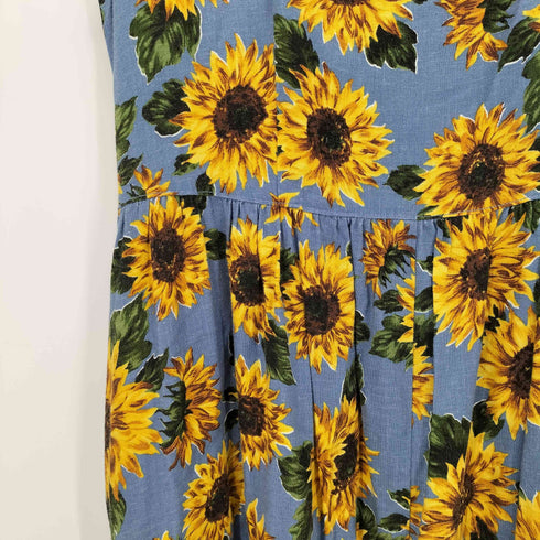 ドットアンドストライプスチャイルドウーマン Dot&Stripes CHILD WOMAN 20SS R/麻 ひまわりプリント ノースリワンピース レディース FREE