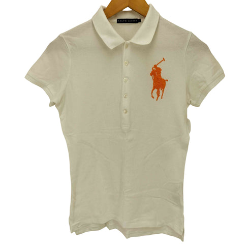 ラルフローレン RALPH LAUREN ビックポニービーズ 刺繍 鹿の子 S/S ポロシャツ レディース import:L