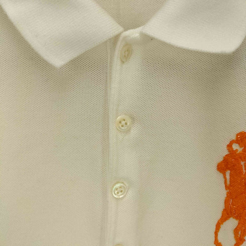 ラルフローレン RALPH LAUREN ビックポニービーズ 刺繍 鹿の子 S/S ポロシャツ レディース import:L