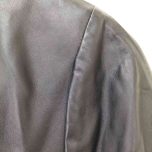 MOON Merino Lambswool 合皮 ウール ノーカラー コート レディース 7AR
