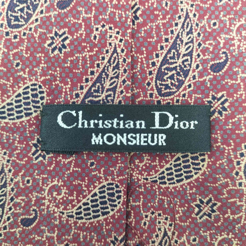 クリスチャンディオール Christian Dior ペイズリー 総柄 シルク ネクタイ メンズ