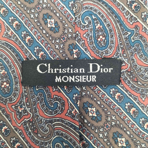 クリスチャンディオール Christian Dior ペイズリー 総柄 シルク ネクタイ メンズ