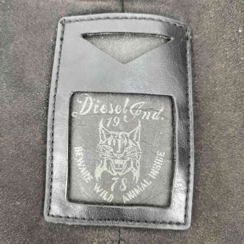 ディーゼル DIESEL 00S BEWARE EILD ANIMAL INSIDE ステンシル プリント 底面 ロゴ エンボス コットン ショルダーバッグ Y2K メンズ