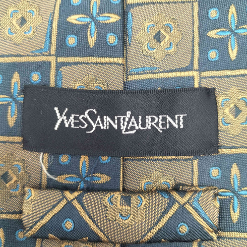 イヴサンローラン Yves Saint Laurent 花柄 総柄 シルク ネクタイ メンズ