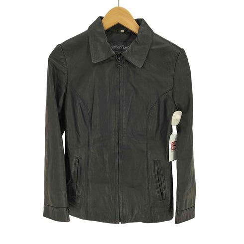 Leather Point イタリア製 VERA PELLE ジップアップ 本革 レザージャケット レディース EUR:40