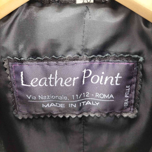 Leather Point イタリア製 VERA PELLE ジップアップ 本革 レザージャケット レディース EUR:40