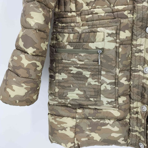 バレンザポースポーツ VALENZA PO SPORTS ワッペンカモ柄ダウンジャケット レディース JPN:40