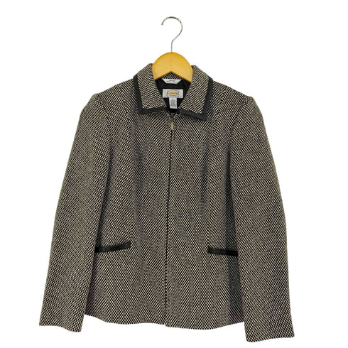 タルボット TALBOTS レザーパイピング ジップアップジャケット レディース 0