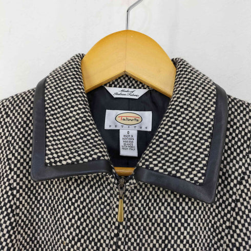 タルボット TALBOTS レザーパイピング ジップアップジャケット レディース 0