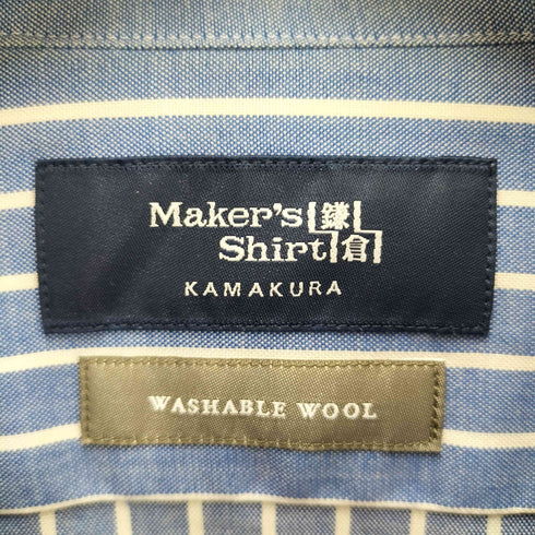 メーカーズシャツカマクラ Makers Shirt 鎌倉 WASHABLE WOOL L/S ストライプシャツ メンズ 39