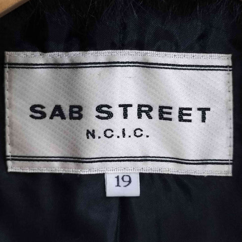SAB STREET ラビットファー付 ウールナイロン ステンカラーコート レディース 19