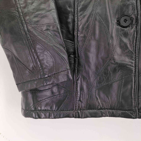 パッチワークデザインラムレザーコート レディース import:M