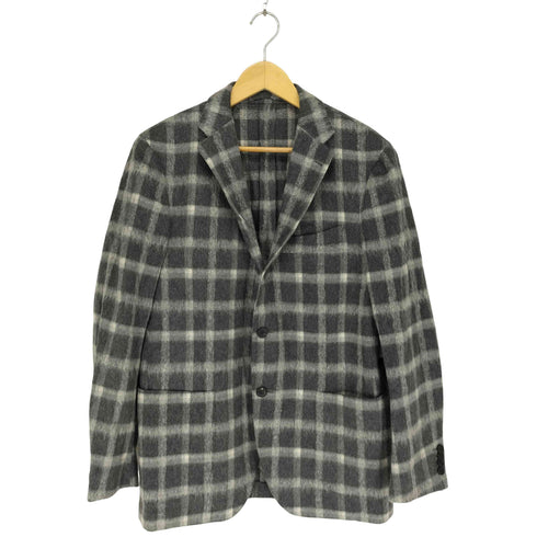 ラルディー二 LARDINI 起毛ウールチェック柄テーラードジャケット メンズ JPN:52