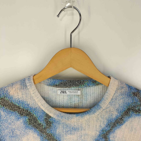 ザラ ZARA スプレープリント ニット Tシャツ メンズ import:M