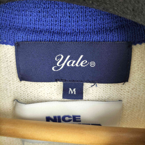 YALE x NICEWEATHER BOUCLE PK CREWNECK IVORY ニットポロシャツ メンズ import:M