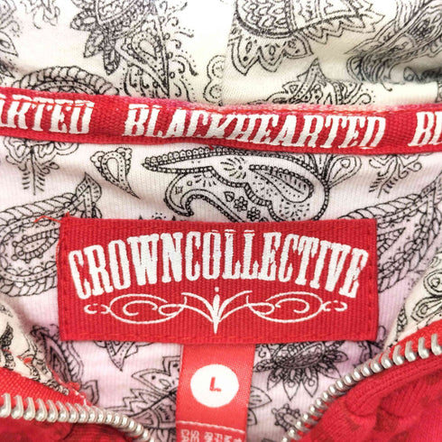 crown collective スカル模様 スカル刺繍 ジップアップパーカー メンズ L