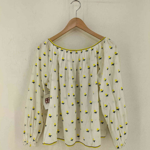 マークジェイコブス MARC JACOBS WHITE MULTI フラワー刺繍 ギャザーブラウス レディース 0