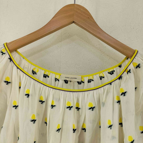マークジェイコブス MARC JACOBS WHITE MULTI フラワー刺繍 ギャザーブラウス レディース 0
