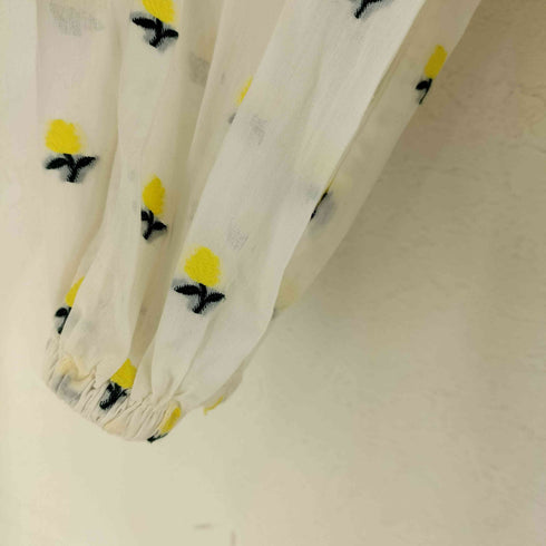 マークジェイコブス MARC JACOBS WHITE MULTI フラワー刺繍 ギャザーブラウス レディース 0