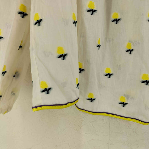 マークジェイコブス MARC JACOBS WHITE MULTI フラワー刺繍 ギャザーブラウス レディース 0