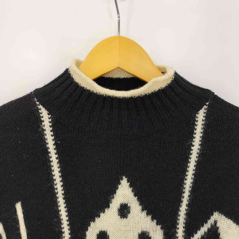 ユナイテッドカラーズオブベネトン UNITED COLORS OF BENETTON MADE IN ITALY トランプ柄 モックネックニット SHETLAND PURE NEW WOOL メンズ