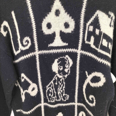 ユナイテッドカラーズオブベネトン UNITED COLORS OF BENETTON MADE IN ITALY トランプ柄 モックネックニット SHETLAND PURE NEW WOOL メンズ