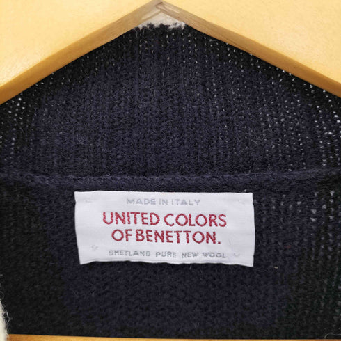 ユナイテッドカラーズオブベネトン UNITED COLORS OF BENETTON MADE IN ITALY トランプ柄 モックネックニット SHETLAND PURE NEW WOOL メンズ