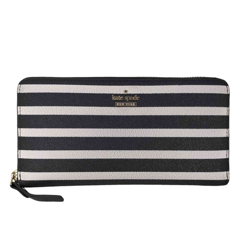 ケイトスペードニューヨーク kate spade NEW YORK ロゴ ボーダー ラウンドジップ 長財布 レディース