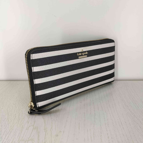 ケイトスペードニューヨーク kate spade NEW YORK ロゴ ボーダー ラウンドジップ 長財布 レディース