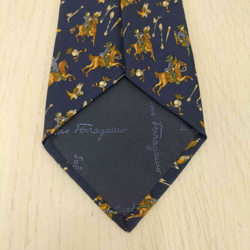 サルヴァトーレフェラガモ Salvatore Ferragamo イタリア製 総柄 シルク ネクタイ メンズ