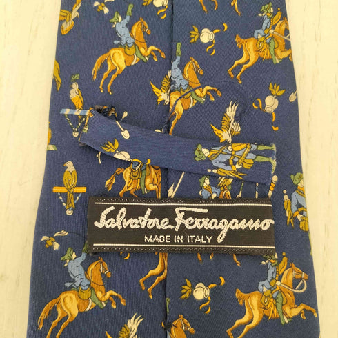 サルヴァトーレフェラガモ Salvatore Ferragamo イタリア製 総柄 シルク ネクタイ メンズ