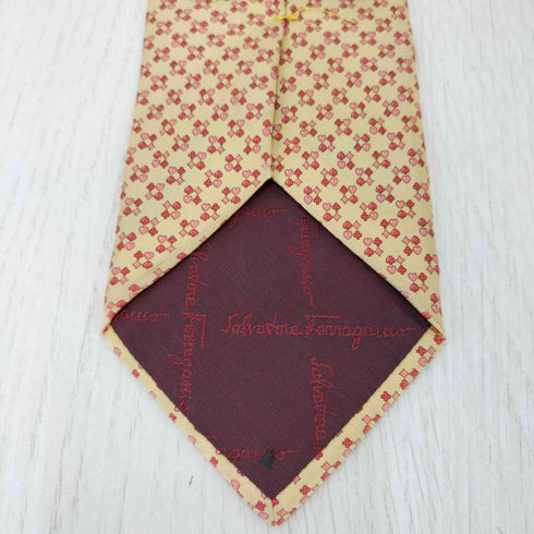 サルヴァトーレフェラガモ Salvatore Ferragamo イタリア製 シルク 総柄シルク ネクタイ メンズ