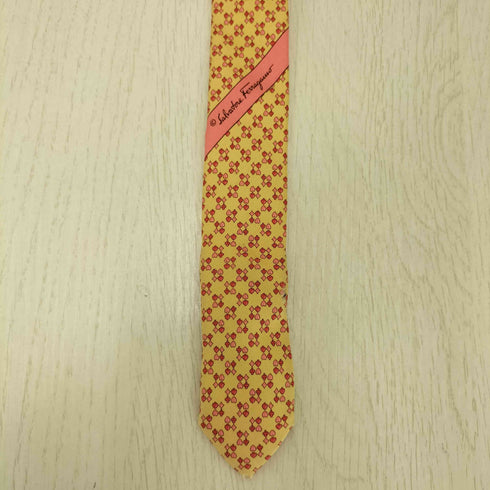 サルヴァトーレフェラガモ Salvatore Ferragamo イタリア製 シルク 総柄シルク ネクタイ メンズ