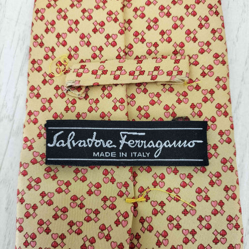サルヴァトーレフェラガモ Salvatore Ferragamo イタリア製 シルク 総柄シルク ネクタイ メンズ