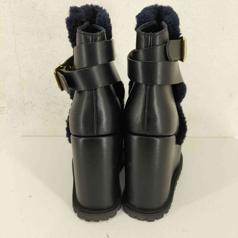 サカイ Sacai ウェッジソール ボアストラップブーツ レディース JPN:38